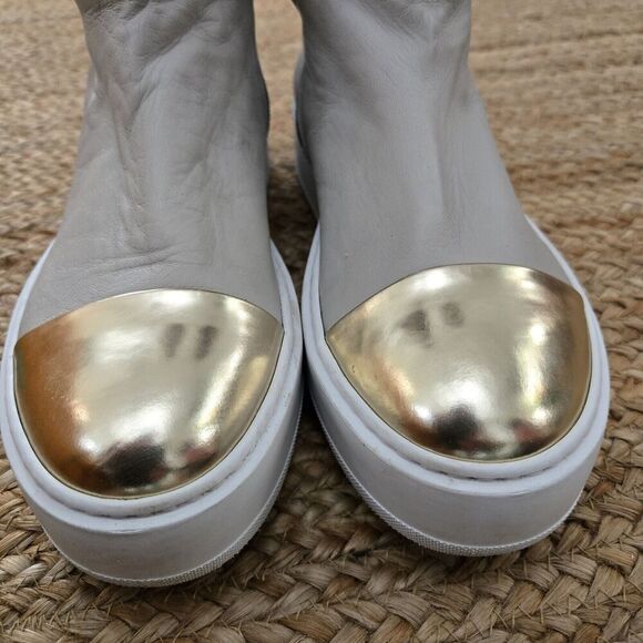 PACIOTTI 4US LEATHER BOOTIe WHITE/GREY/GOLD WOMENS SIZE 41/ US 10 SD16TNM - Picture 11 of 11